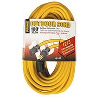EC500835 100' 12/3 SJTW Yellow Outdoor Extension Cord