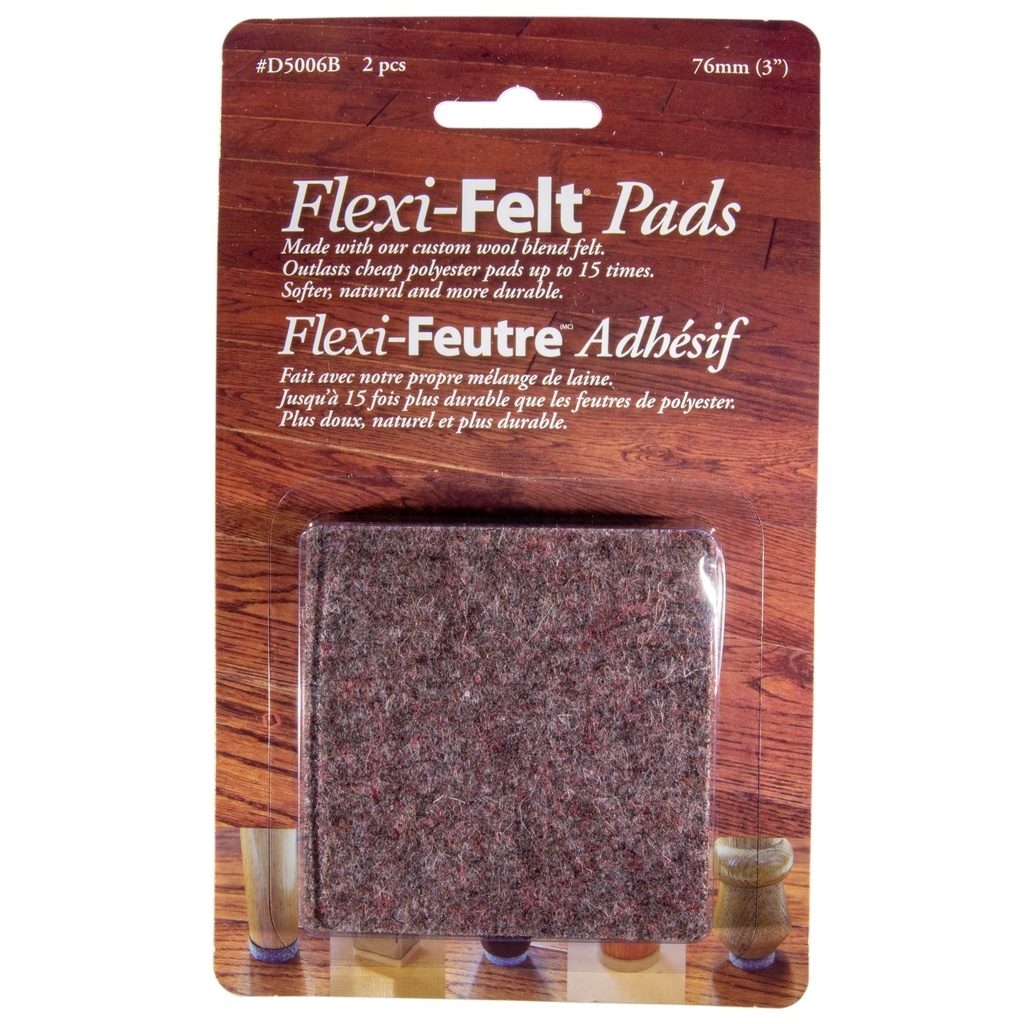 [MF100226] 3" Sq Dark Brn Flexi-Felt Pad