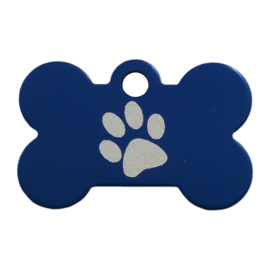 Small Bone Paw Pet Tag Blue