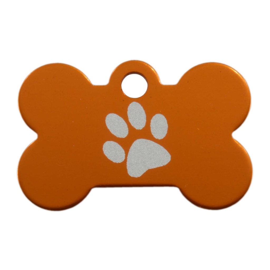 Small Bone Paw Pet Tag Orange