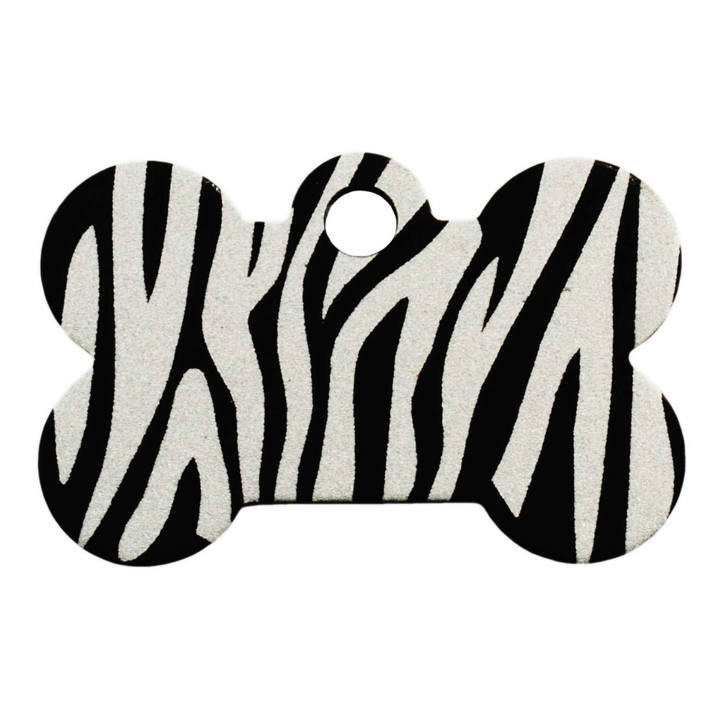 [MF308947] Sm Bone Zebra Pet Tag Black