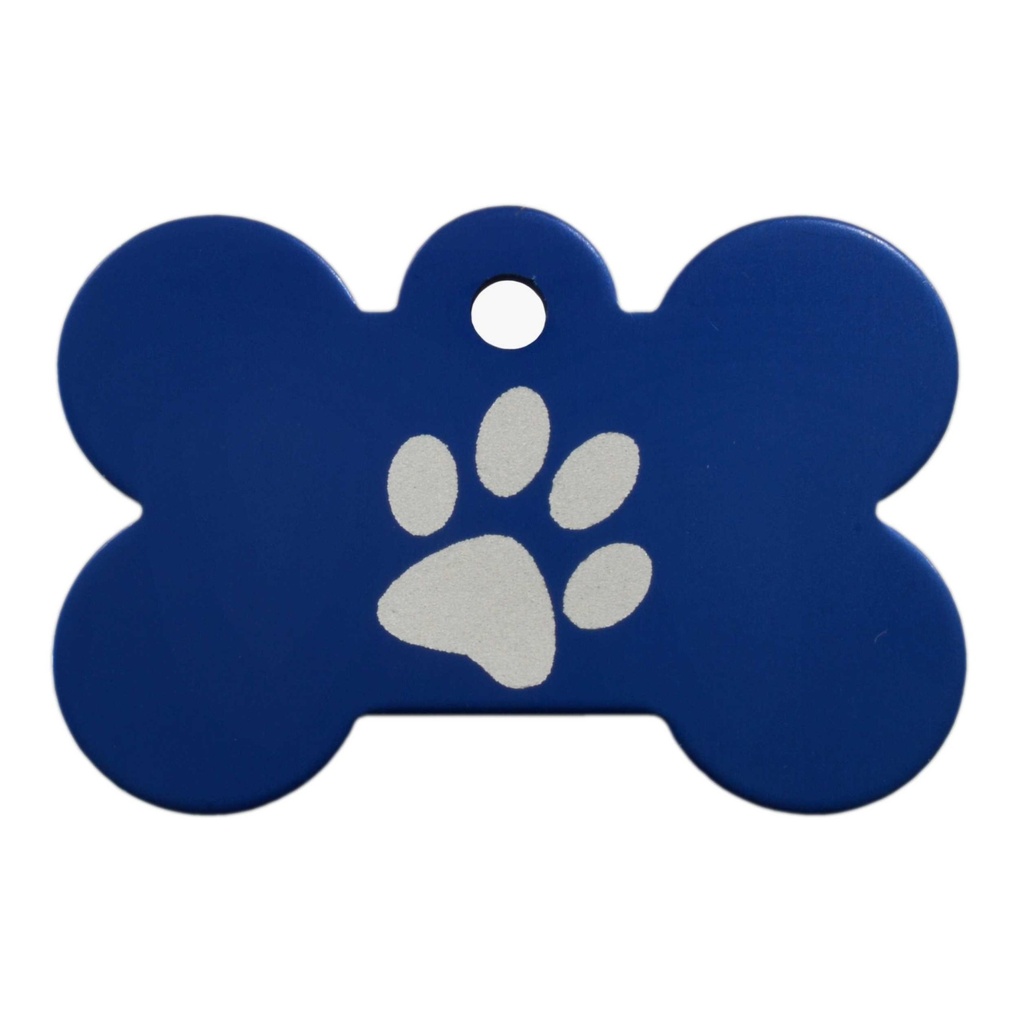 [MF308949] Lg Bone 1 Paw Pet Tag Blue