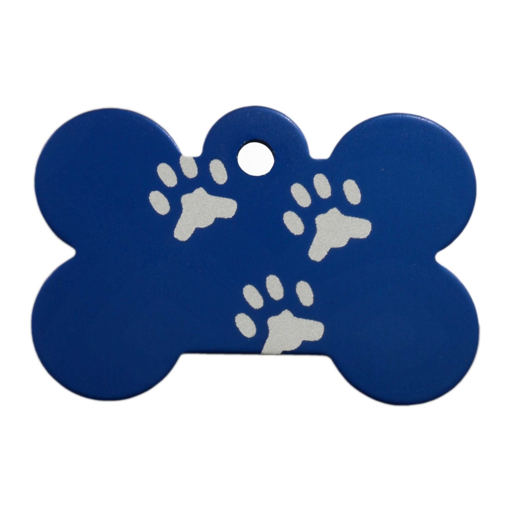 [MF308950] Lg Bone 3 Paws Pet Tag Blue