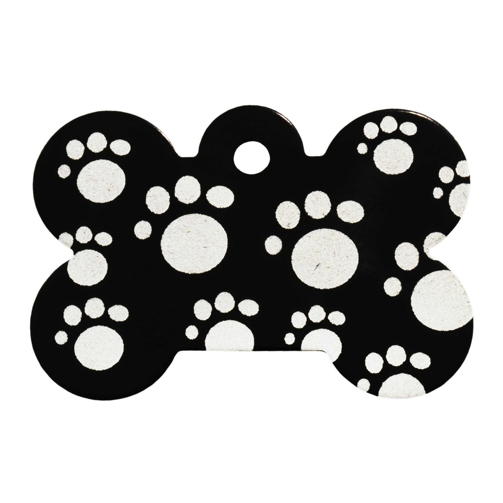 [MF308953] Lg Bone M Paws Pet Tag Black