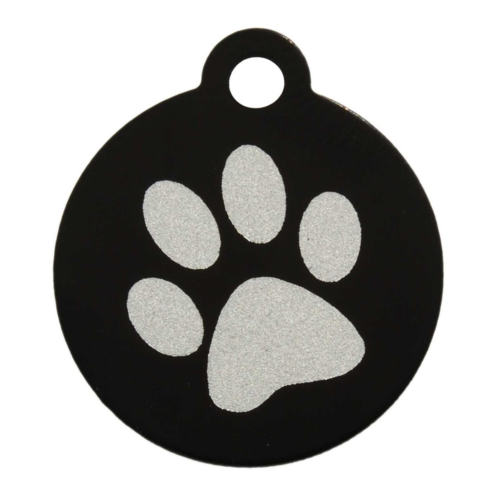 Sm Circle Paw Pet Tag Black
