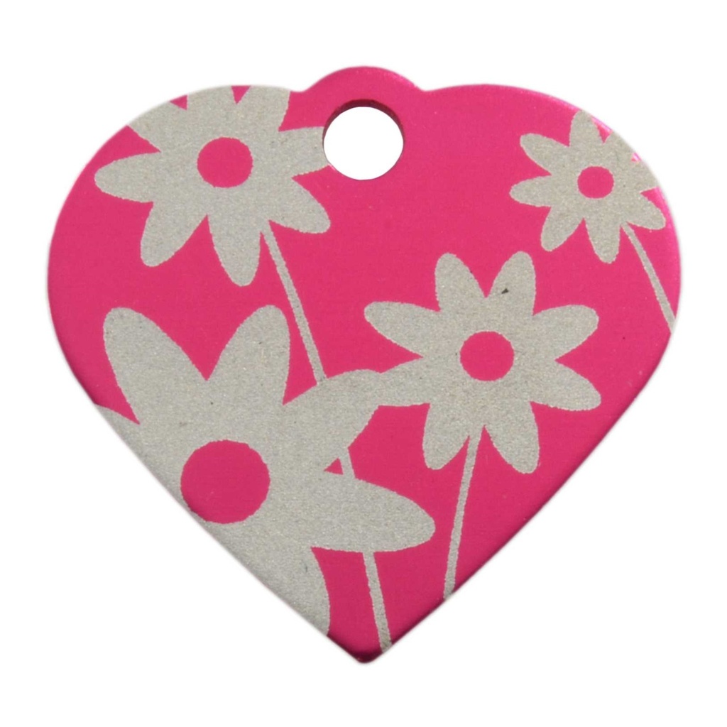 [MF308961] Sm Heart Flowr Pet Tag Pink
