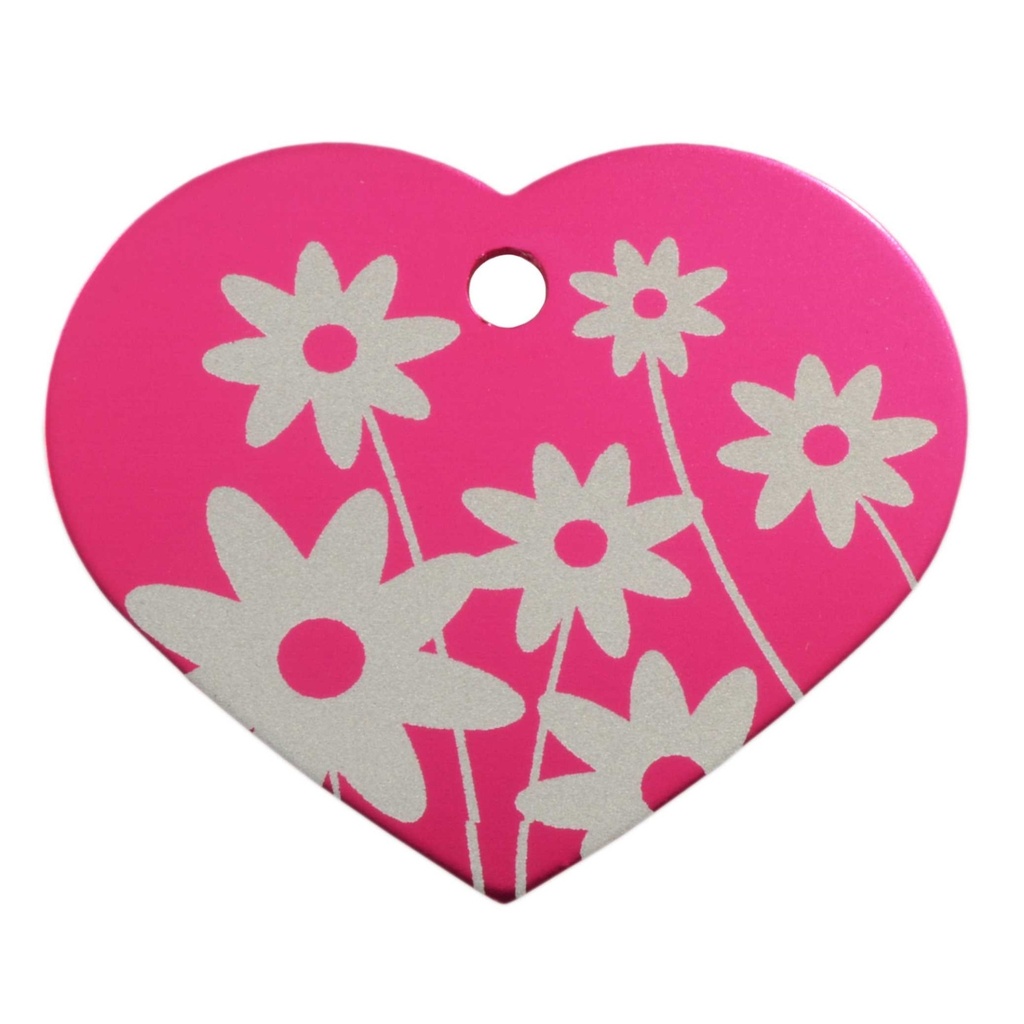 [MF308962] Lg Heart Flowr Pet Tag Pink