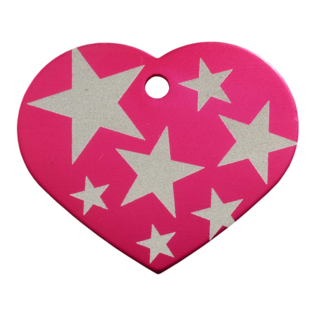 [MF308963] Lg Heart Strb Pet Tag Pink