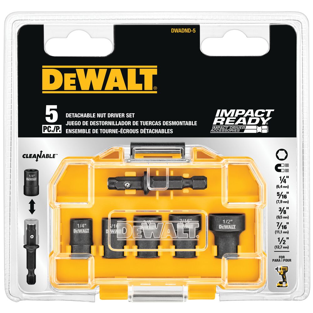 5PC DETACHABLE NUT DRIVER SET