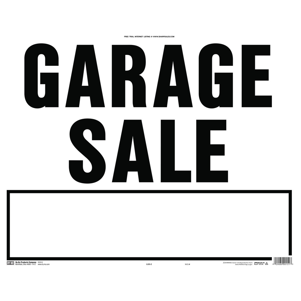 GARAGE SALE (BLACK ON WHITE)