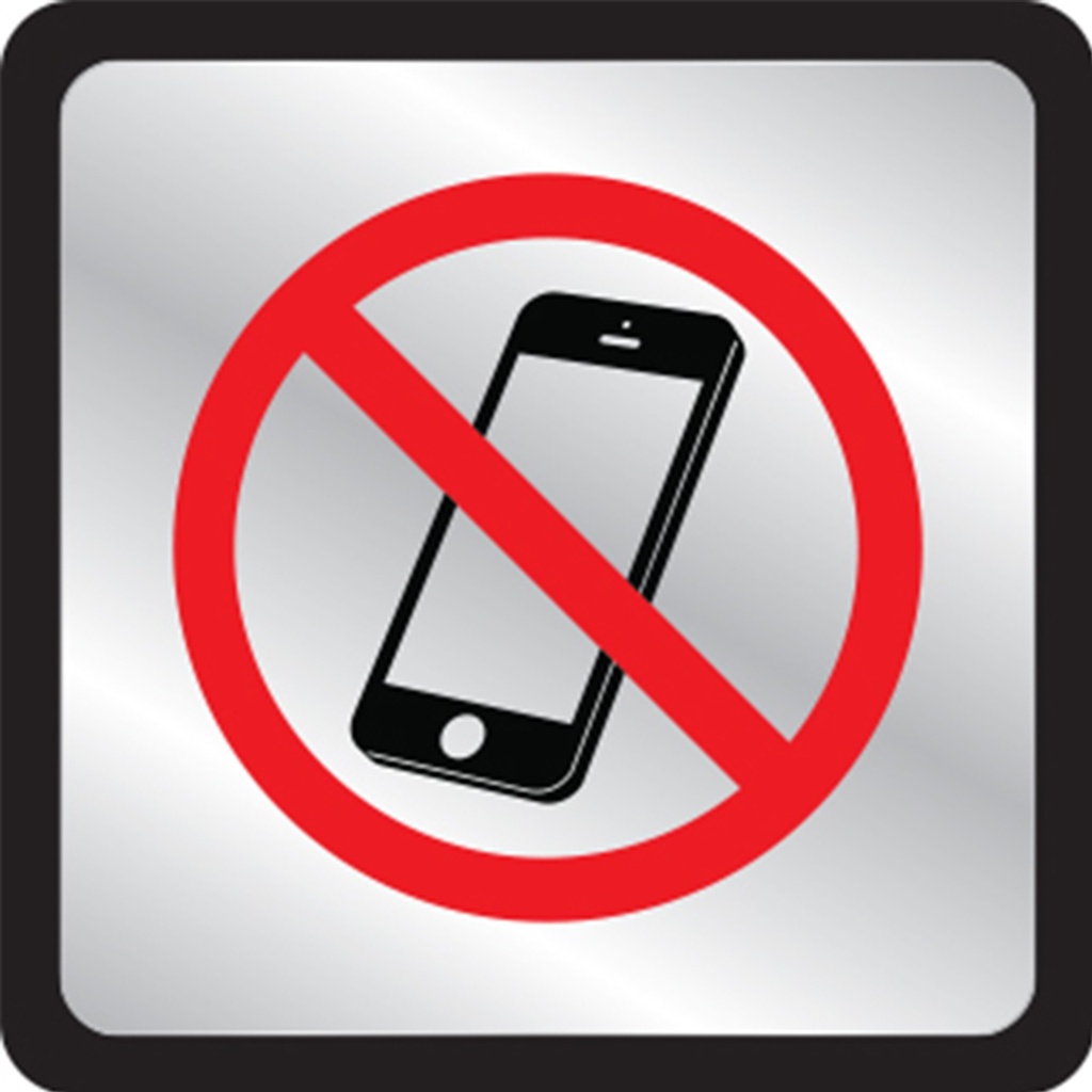 NO CELL PHONES SYMBOL PLAQUE