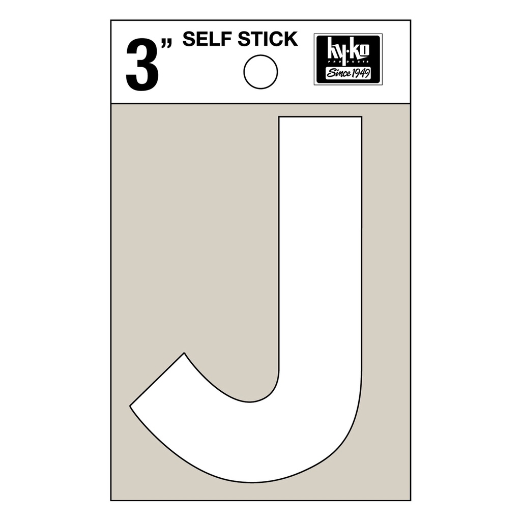 3IN WHITE VINYL LTR J