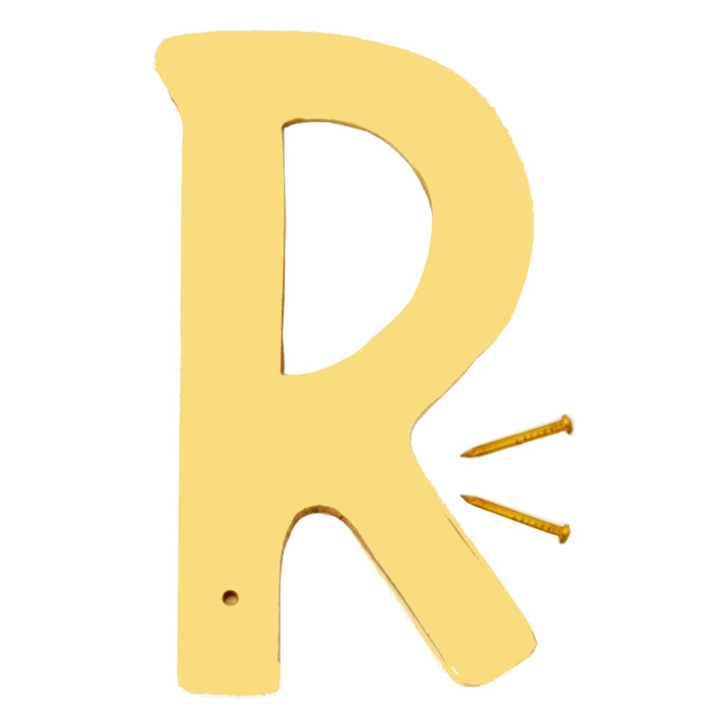 4IN DECORATIVE BRASS LTR R