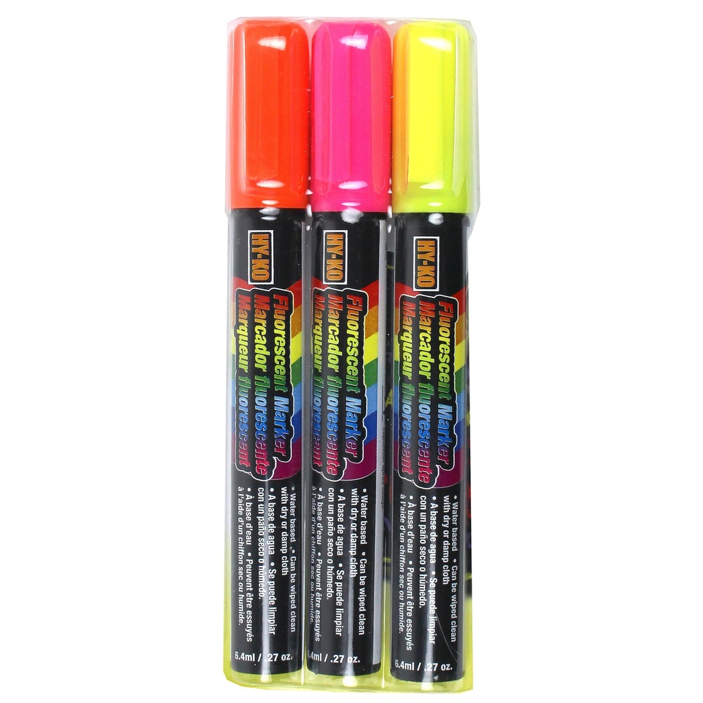 FLUORESCENT MKRS-3 PK/OR-PK-YL