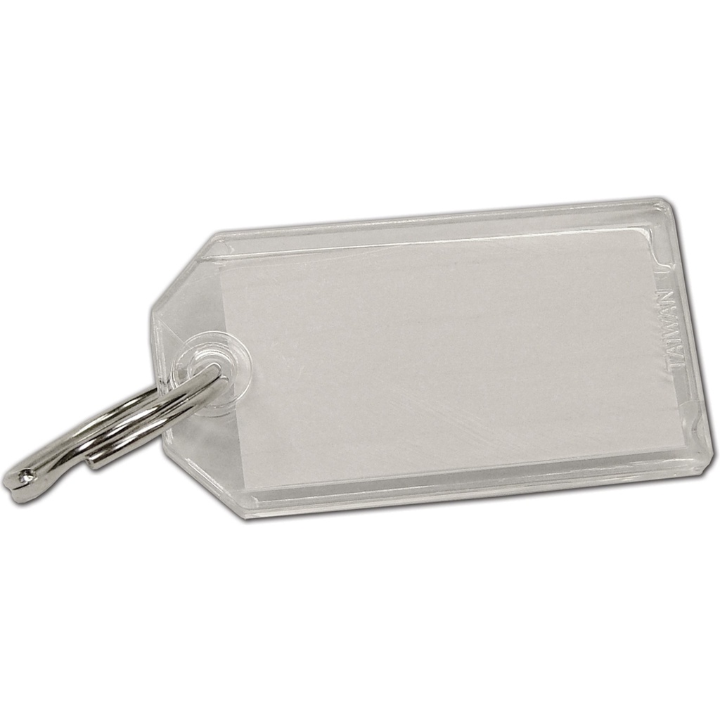 CLEAR KEY TAG W/SPLIT RING-BLK