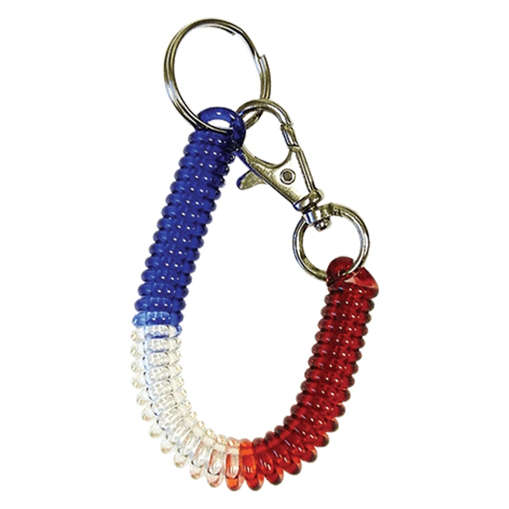 RED/BLUE COILED KEY RING W/CLP