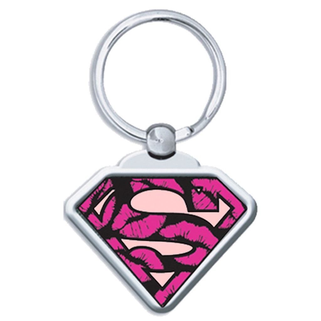 SUPERGIRL PNK SHIELD KEY RING